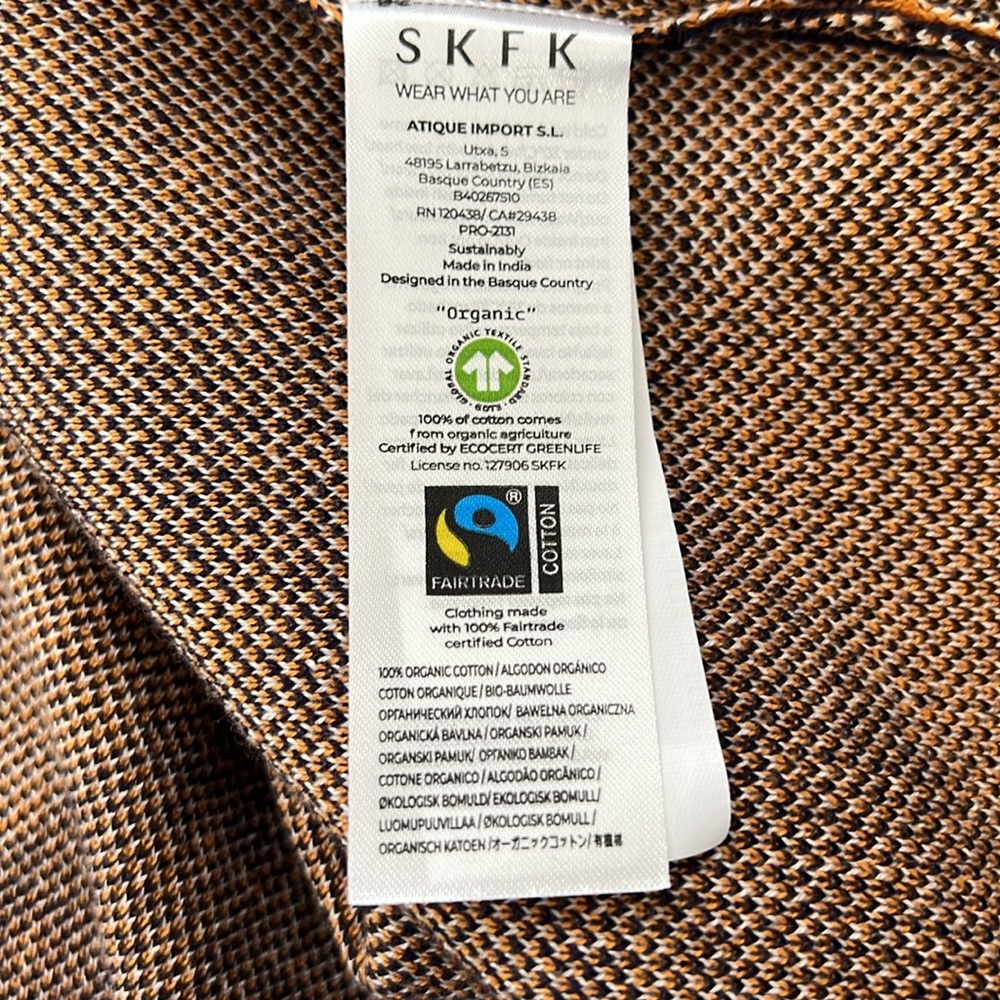 SKFK Natalie Geo Print Knit Dress Blue Gold Organic Cotton NWT - Picture 10 of 12